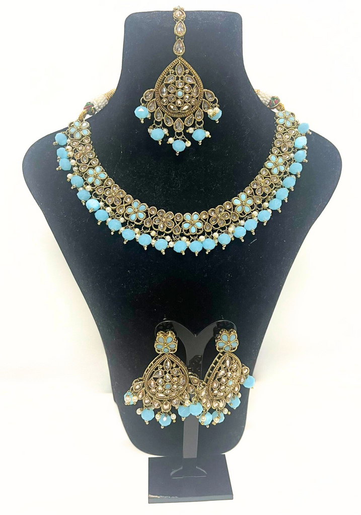Parure bijou Indien bleu Sareeka – Narkis Fashion