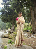 Beau sari beige Sreepriya