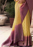 Beau sari soie jaune et violet Umadevi
