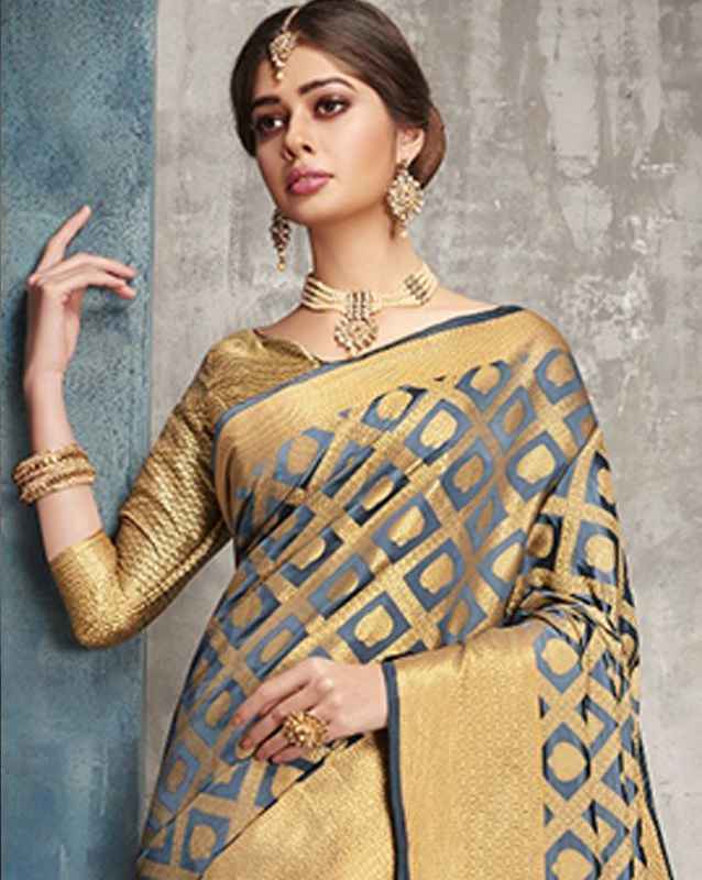 Chemisette DNVL7 Saree en soie Banarasi avec pièce de chemisier Taille