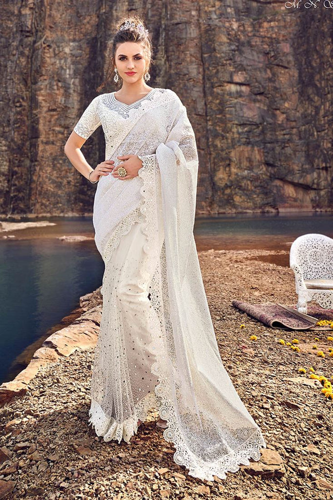Dress Sari Indien Moderne Sensational White Wedding Saree