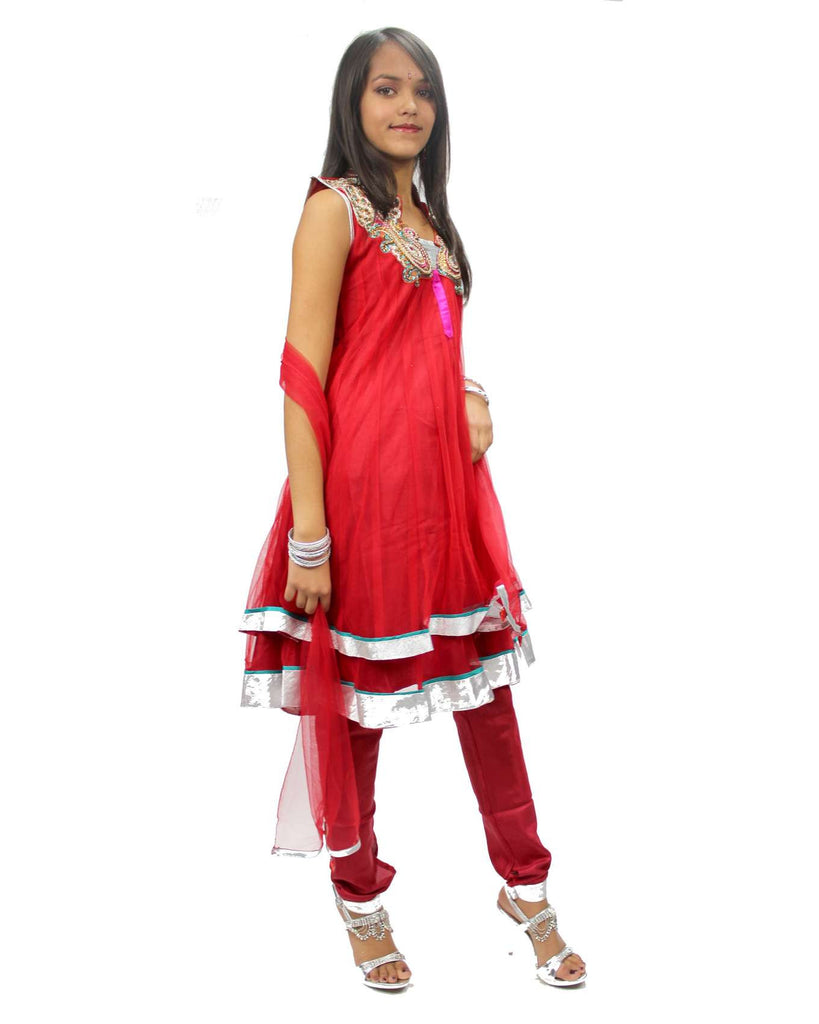 Tenue Indienne Fille Rouge Malathi ans – Narkis Fashion