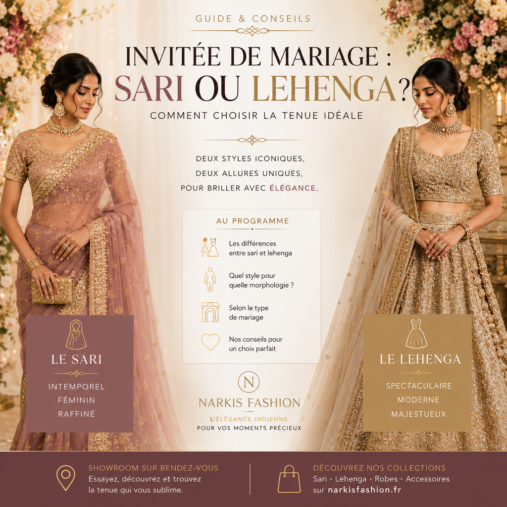 Invitée de mariage : sari ou lehenga ? Comment choisir la tenue idéale