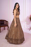 Lehenga sequin marron Albina