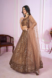 Lehenga sequin marron Albina