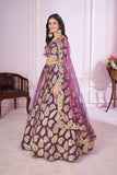 Lehenga sequin violet doré Atika