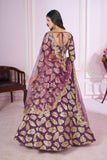 Lehenga sequin violet doré Atika