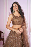 Lehenga sequin marron Albina