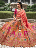 Lehenga mariée soie orange et rose Keerthana