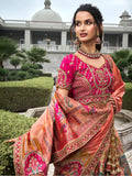 Lehenga mariée soie orange et rose Keerthana