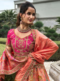 Lehenga mariée soie orange et rose Keerthana