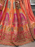 Lehenga mariée soie orange et rose Keerthana