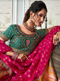 Lehenga royal soie rose Kayalvizhi