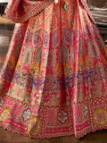 Lehenga royal soie rose saumon Kalaivani