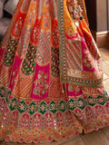 Sublime lehenga soie multicolore Kanchana