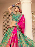 Lehenga mariée vert et rose Ranjitha