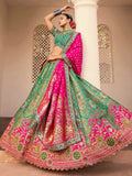 Lehenga mariée vert et rose Ranjitha