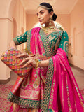Lehenga mariée rose et vert Rashmika