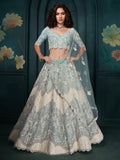 Beau lehenga bleu et blanc Yashvi