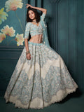 Beau lehenga bleu et blanc Yashvi