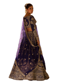 Lehenga indien prune brodé sequins or – Narkis Fashion