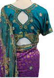 Sublime sari mariage violet et vert Haasini - Narkis Fashion