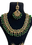 Parure indienne Roshni Émeraude avec collier boucles tikka et coffret