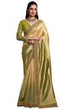 Sari indien en soie style organza doré – Sari Vanya