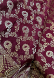 Détail tissage doré du sari indien prune Maharani Padmini