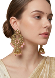 boucles d’oreilles indiennes rose, boucles jhumka indiennes, bijoux indiens mariage femme, boucles indiennes longues