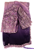 Sari Anita - Chiffon shimmer Prune et Lilas - Narkis Fashion