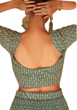 Crop top brodé doré femme