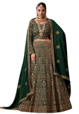 Lehenga mariée vert bouteille Mahanoor