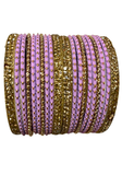 Lot de bracelets indiens lilas et doré Zoya avec pierres fantaisie.