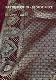 Détail tissage doré du sari indien prune Maharani Padmini