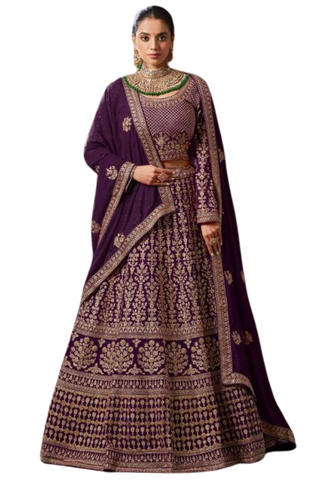 Lehenga mariée violet Mahjabeen