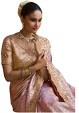 Sari Vritika - Rose ancien Kanjivaram Brodé