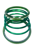 Bracelets Nirali Vert Émeraude – lot de 6 bangles indiens décorés de strass et paillettes scintillants.