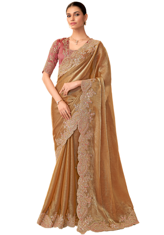 sari suhana doré brodé – vue complète