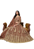 lehenga marron brodé mariage tenue indienne femme élégante