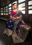 Sneha burgundy Banarasi silk saree