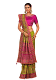 Sari Sharadha vert olive avec pierres et broderies artisanales