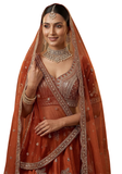 Double voile terracotta en tulle brodé