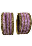 Lot de bracelets indiens lilas et doré Zoya avec pierres fantaisie.