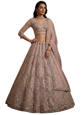 Lehenga Zaya – Rose Poudré Brodé