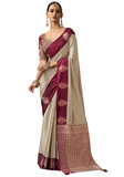 Sari Kavya – Ivoire & Bordeaux