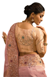 Soft pink embroidered sari blouse detail