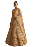 Lehenga nuptial beige doré Zaria