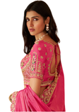 Lehenga de mariée Rani fuchsia et doré pour mariage indien