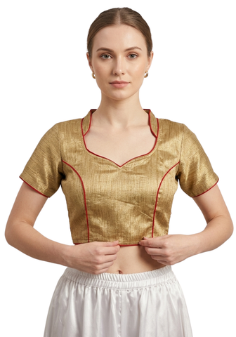 bustier sari doré jacquard femme manches